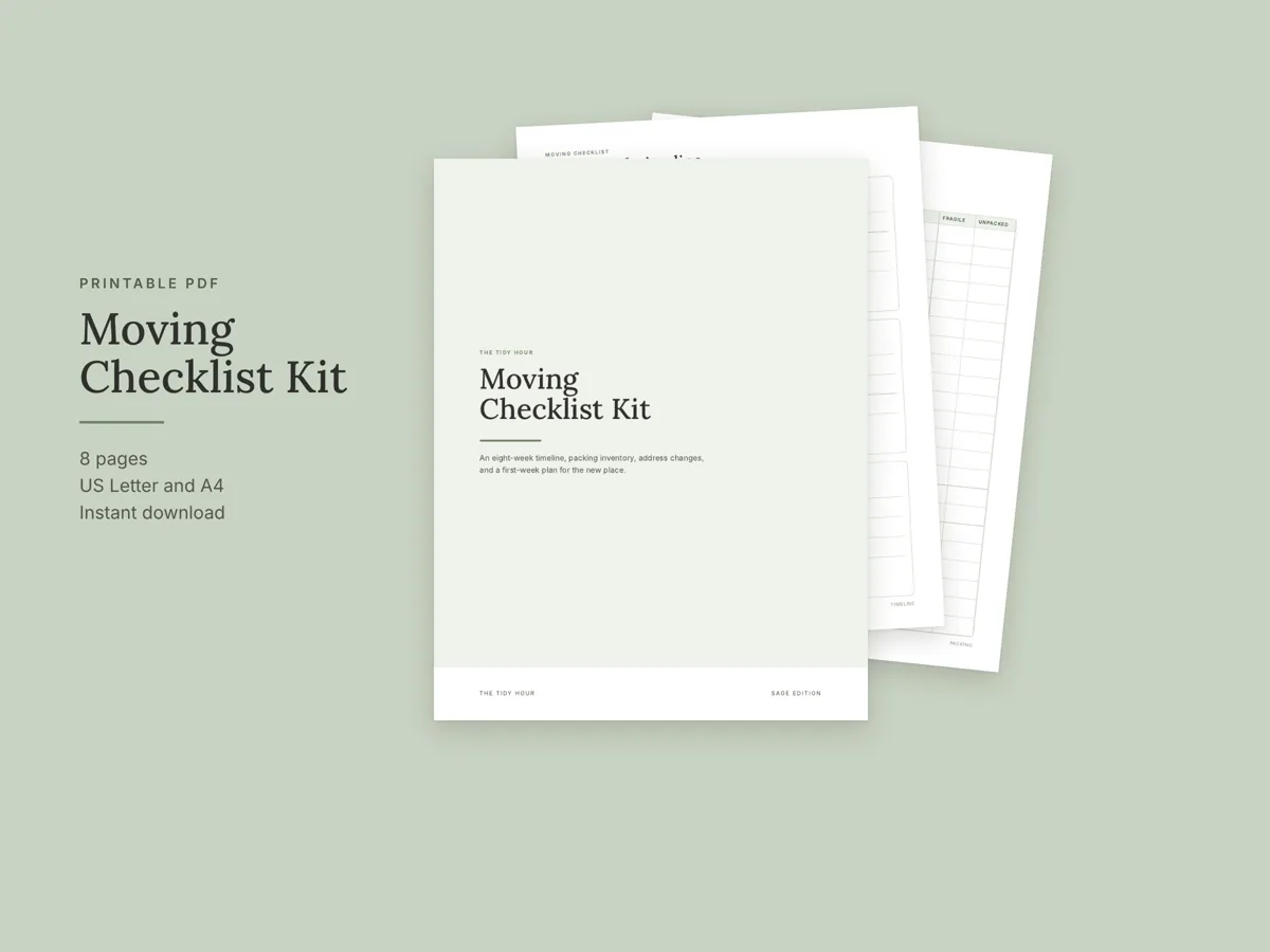 Moving checklist kit pages